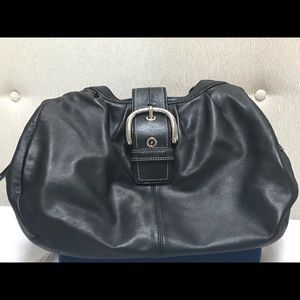 Coach Black Leather Hobo Three Pocket Satchel